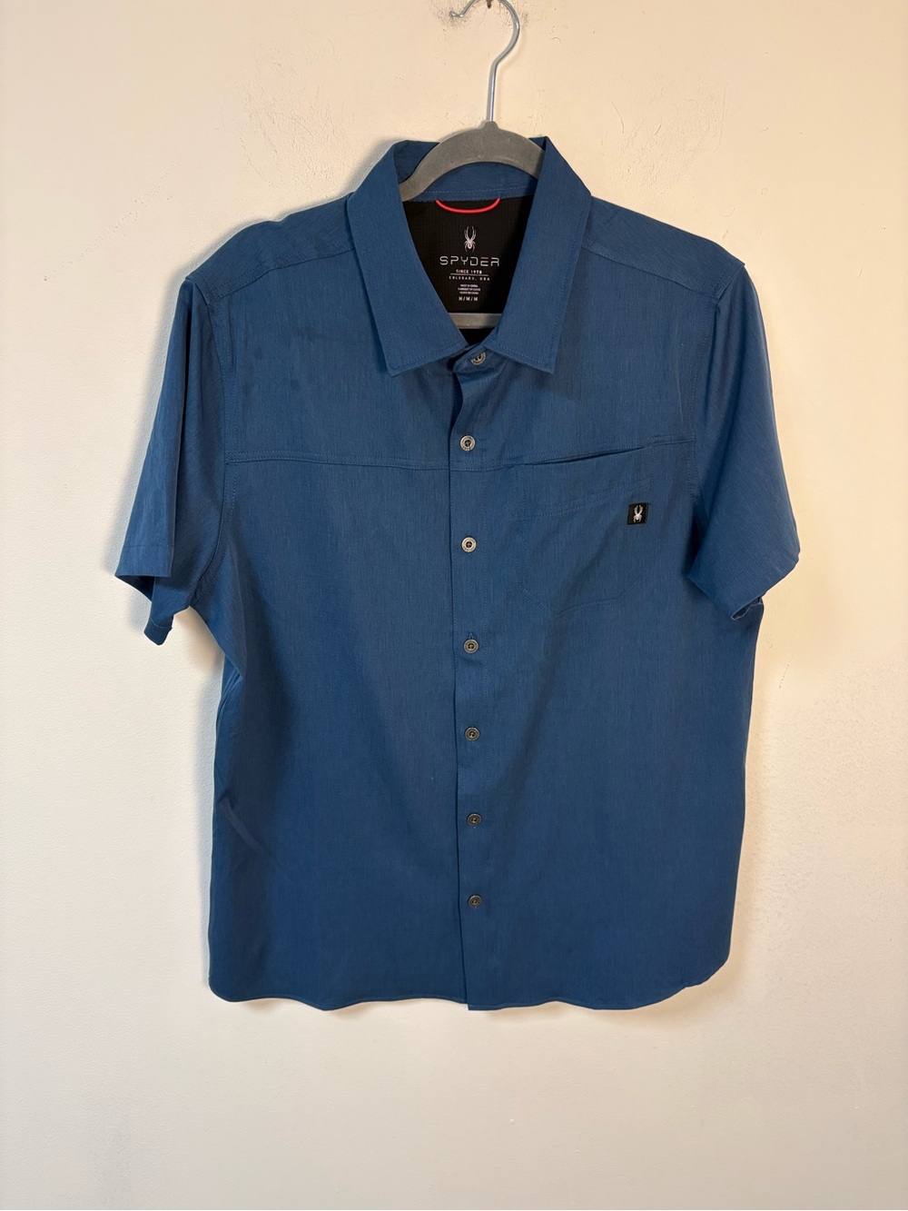 Spyder Men's Short Sleeve Button-Up Shirt Blue Medium New